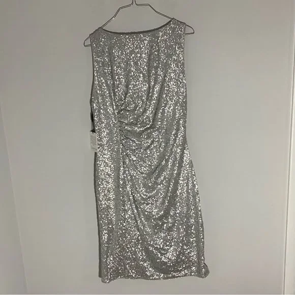 Calvin Klein Silver Sequin Midi Dress - Picture 2 of 5